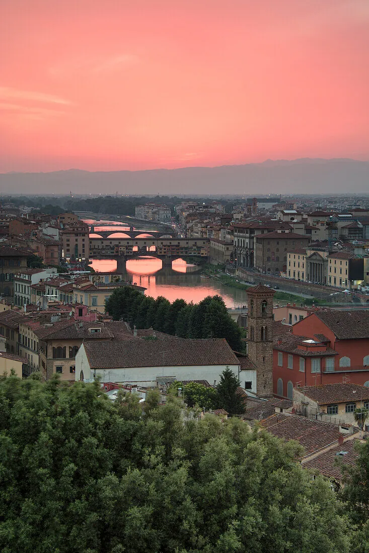 Florence and the Ponte Vecchio at sunset